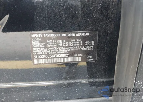 2015 BMW X5 xDrive35I from USA, damaged, VIN 5UXKR0C56F0K69021